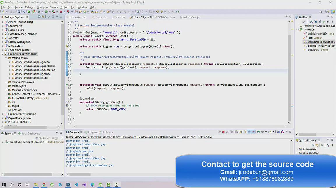 'Video thumbnail for Online Furniture Shop Project in Java'