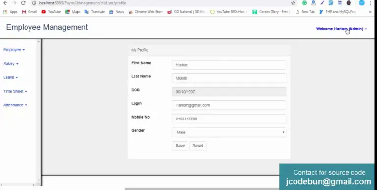 Employee Payroll Management System Project In Java Codebun 4285